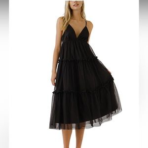 NWT English Factory Tulle Contrast Midi Dress. Size Large. For the DIVA in you.